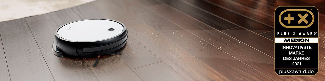 Medion® Nass-Trocken-Saugroboter S12 SW MD 20041, App + Alexa Steuerung, Betriebszeit bis zu 110 Min.
