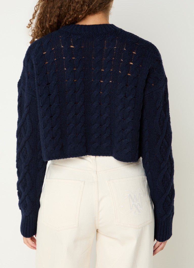 Max & Co Ape cable-knit cropped wool sweater with openwork design