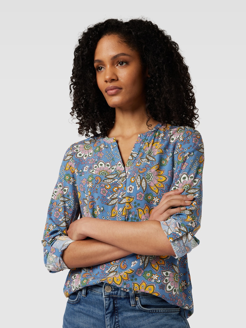 Schlupfbluse mit Paisley-Muster in rauchblau