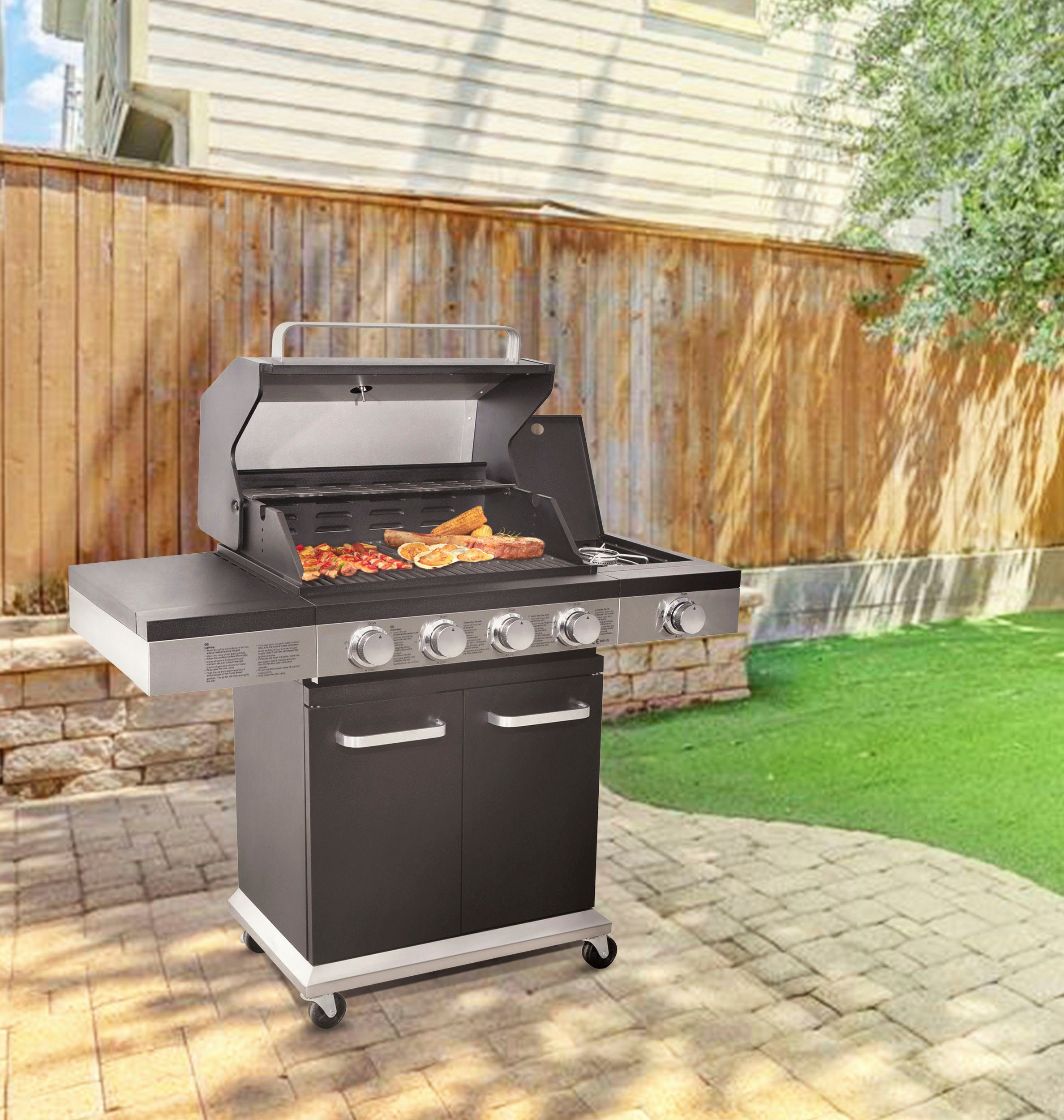 KONIFERA Gasgrill Montreal, BxTxH: 119x47,5x114, 4 Hauptbrenner und 1 Seitenbrenner