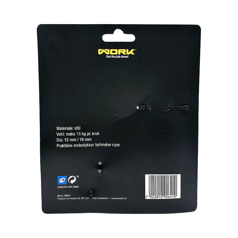 Work Veggkrok 4-pk 15 kg, stål, Work
