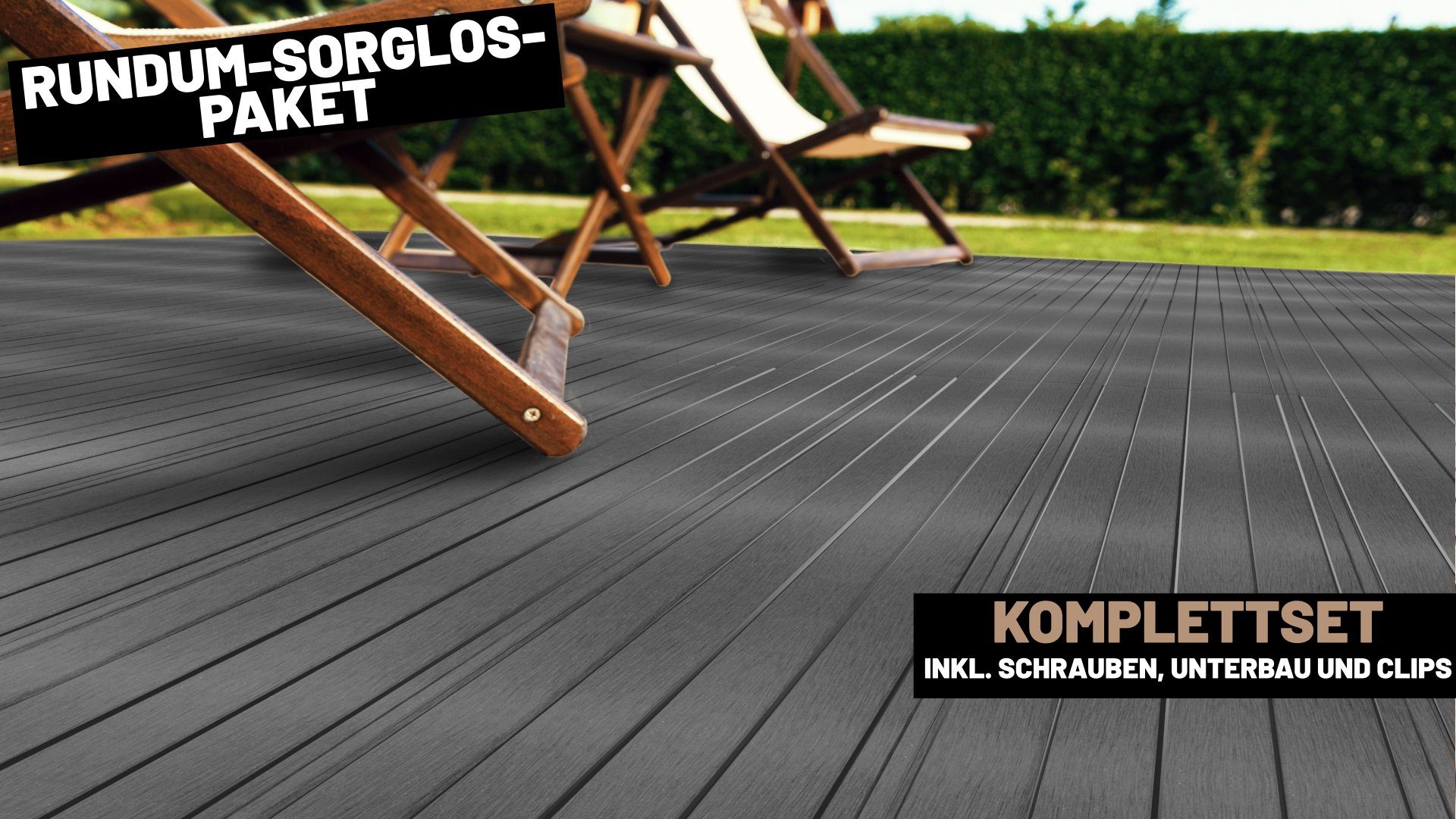 Endorphin Terrassendielen ® 18m² Anthrazit WPC Terrassendielen Komplettset