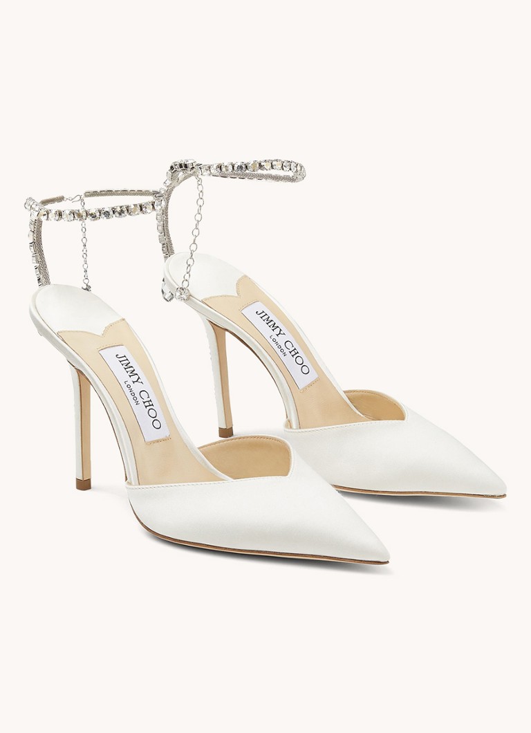 Jimmy Choo SAEDA 100 SATIN W/ CRYSTA IVOR