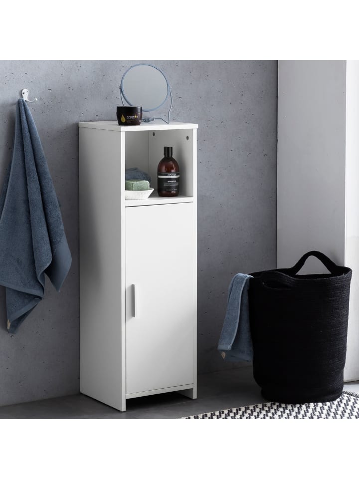 KADIMA DESIGN Badschrank 30 x 95,5 x 30 cm weiß Holz mit Tür und Ablagefach, günstig kaufen onesize