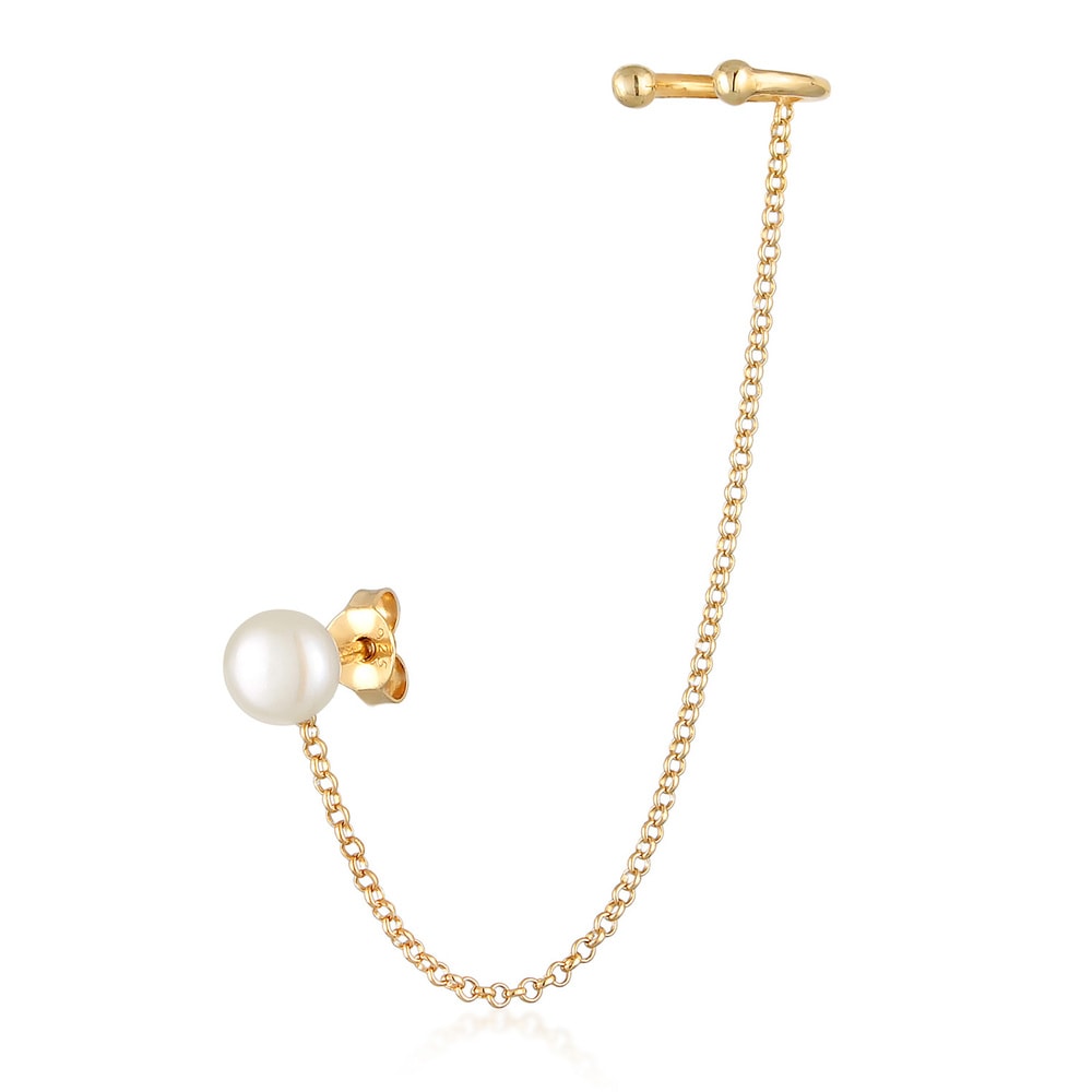 Elli Elli Boucles d'Oreilles Femmes Earcuff Collier de serrage avec perle d'eau douce  Boucles d'oreilles