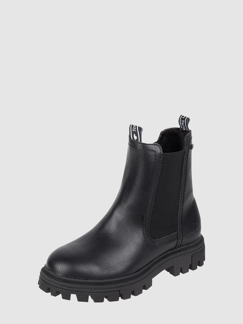 Boots in Leder-Optik in schwarz