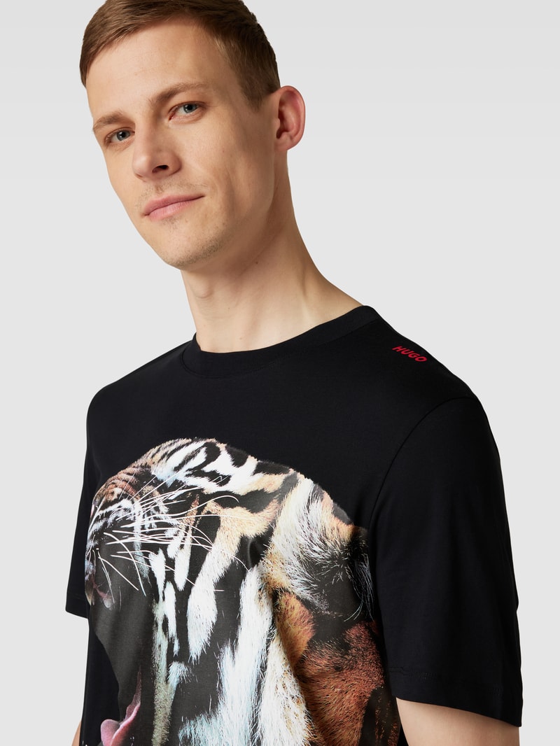 T-Shirt mit Motiv-Print Modell 'Digre' in schwarz