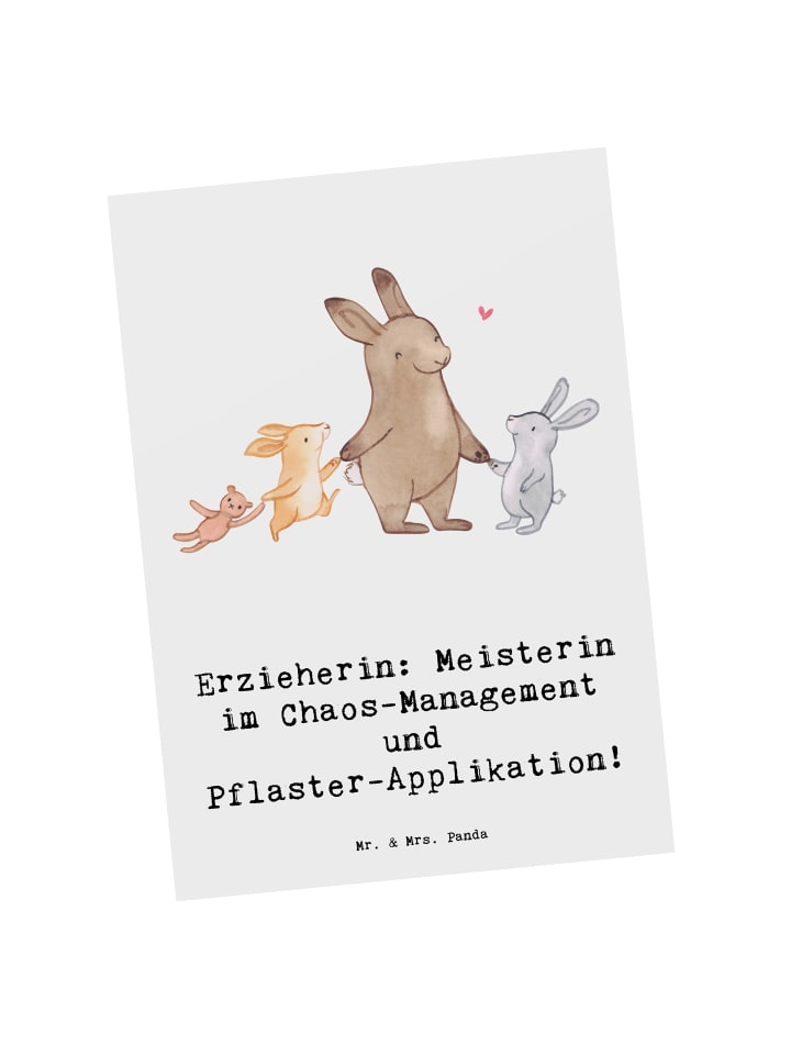 Mr. & Mrs. Panda Postkarte Erzieherin Chaos-Management mit Spruch in Weiß günstig kaufen onesize