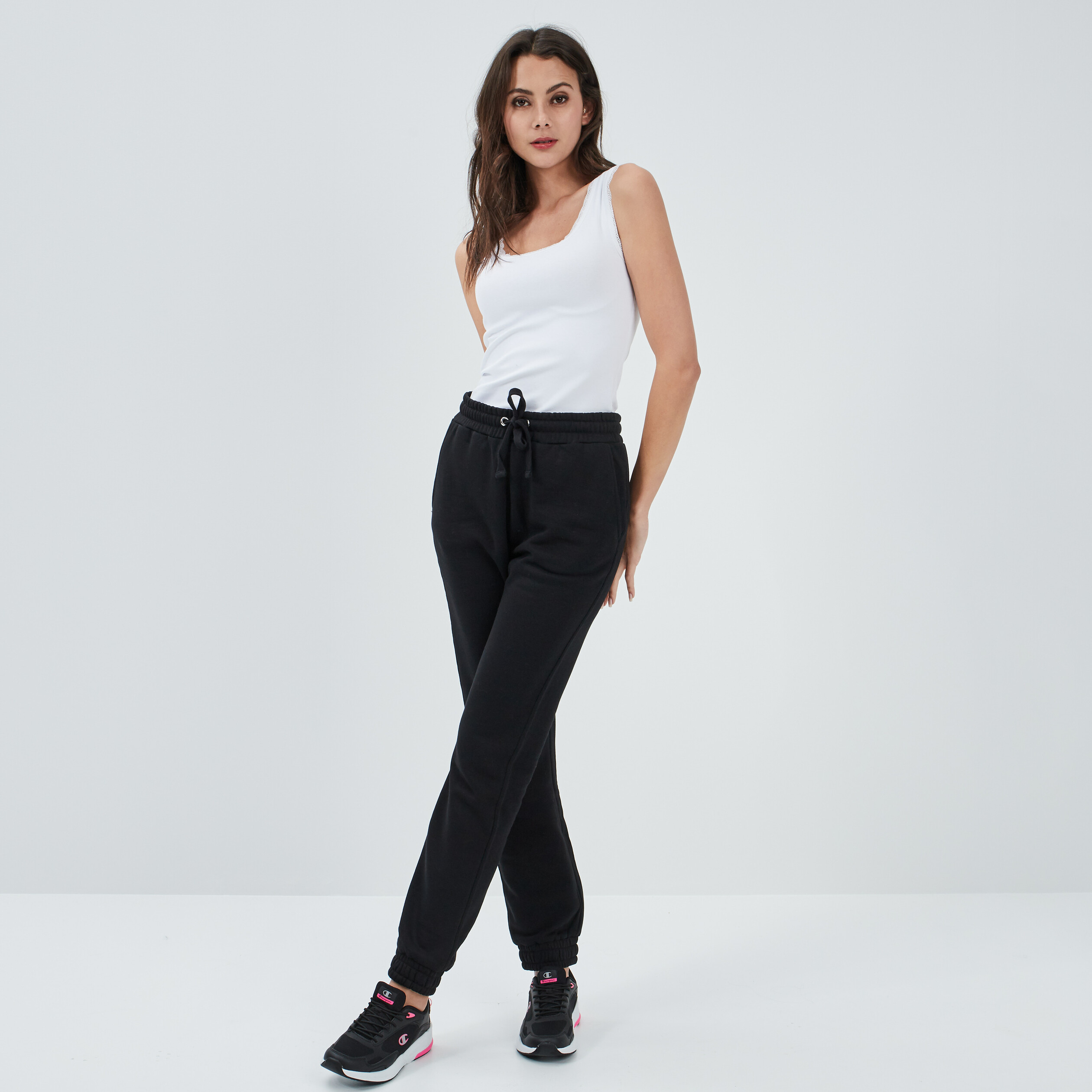 Pantalon jogging droit molleton noir femme | La Halle