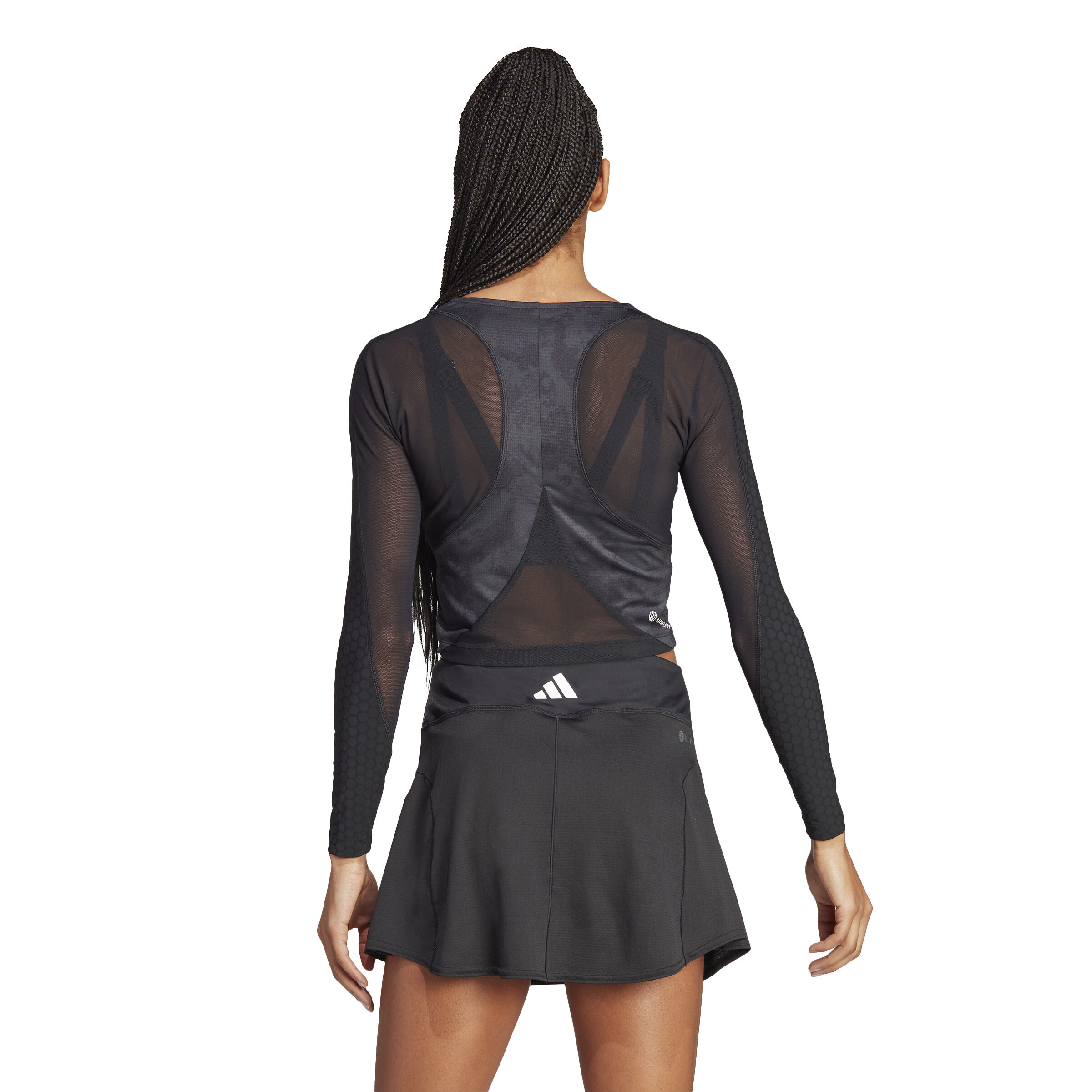 Paris Crop Longsleeve Damen - Dunkelgrau, Schwarz