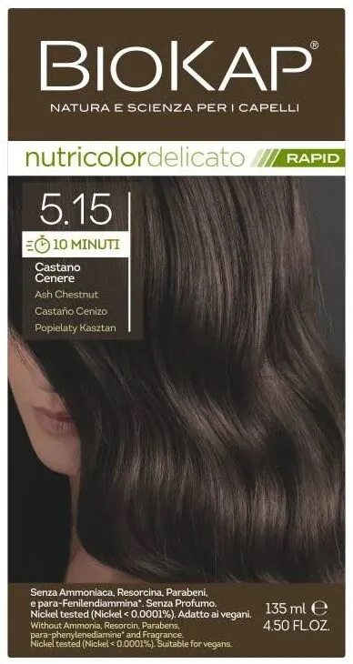 Βαφή Μαλλιών Biokap Nutricolor Delicato Rapid Rapid 5.15 Ξανθιά Σταχτιά 135 ml