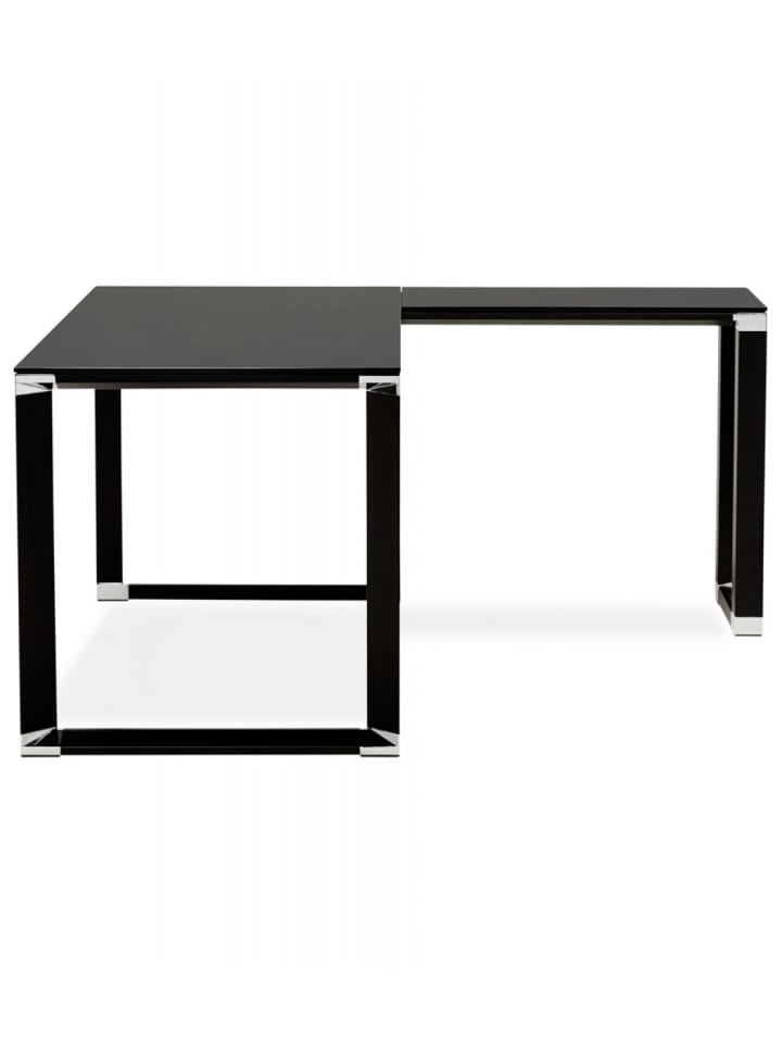 KADIMA DESIGN Eckschreibtisch Schwarz Metall Glas | Modernes Design in Schwarz günstig kaufen