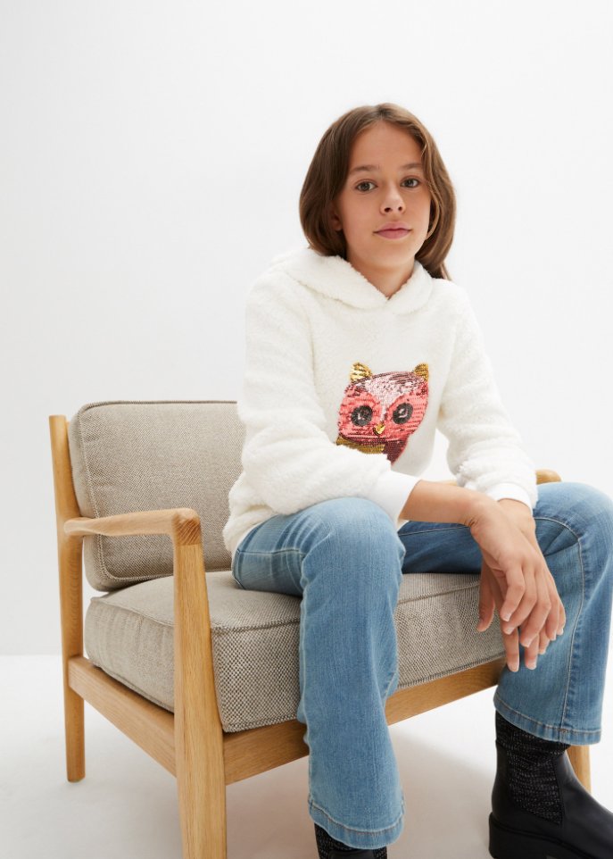 Kuscheliges Mädchen Kapuzen-Teddyfleeceshirt