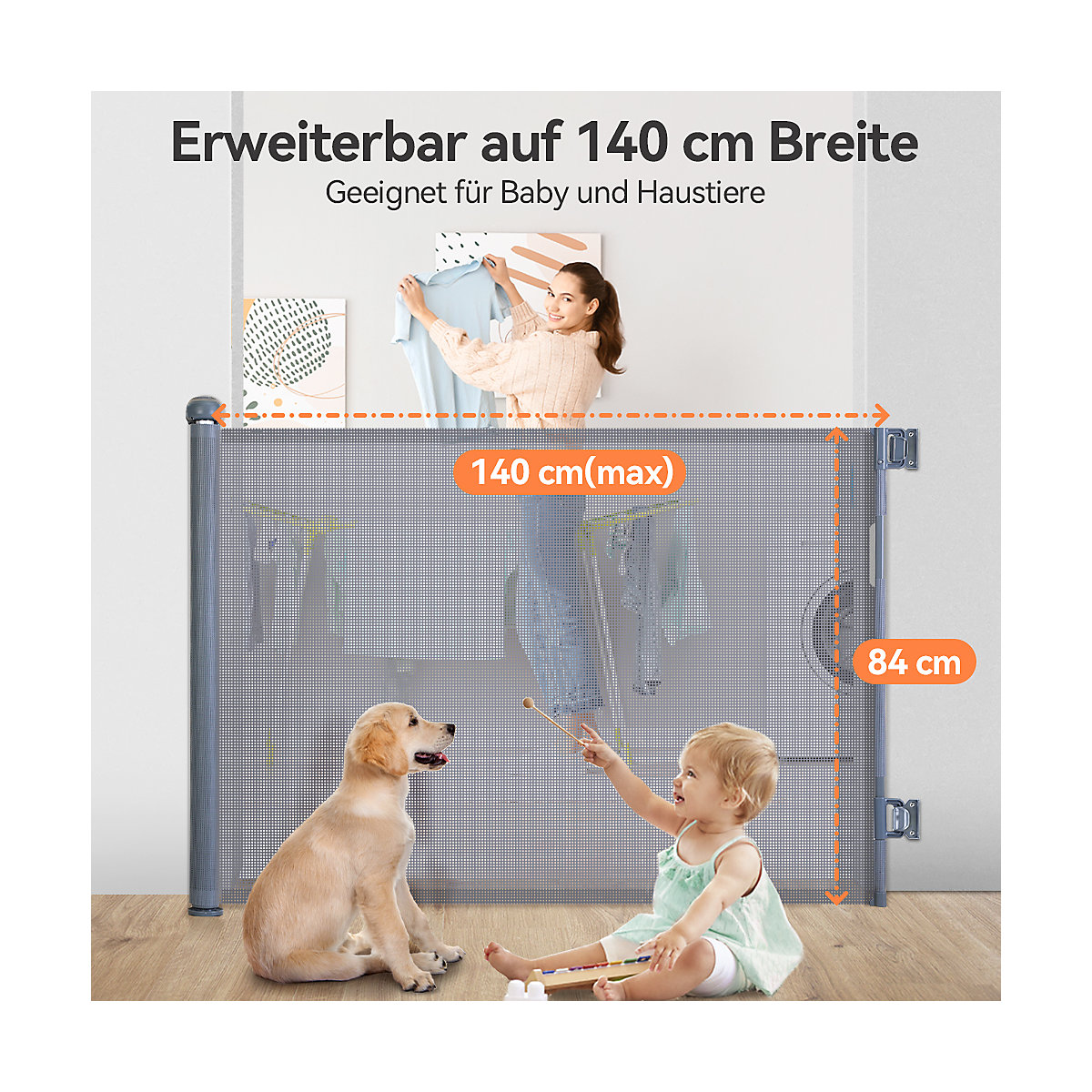 Einziehbare Schutztür Türschutzgitter 0-140cm