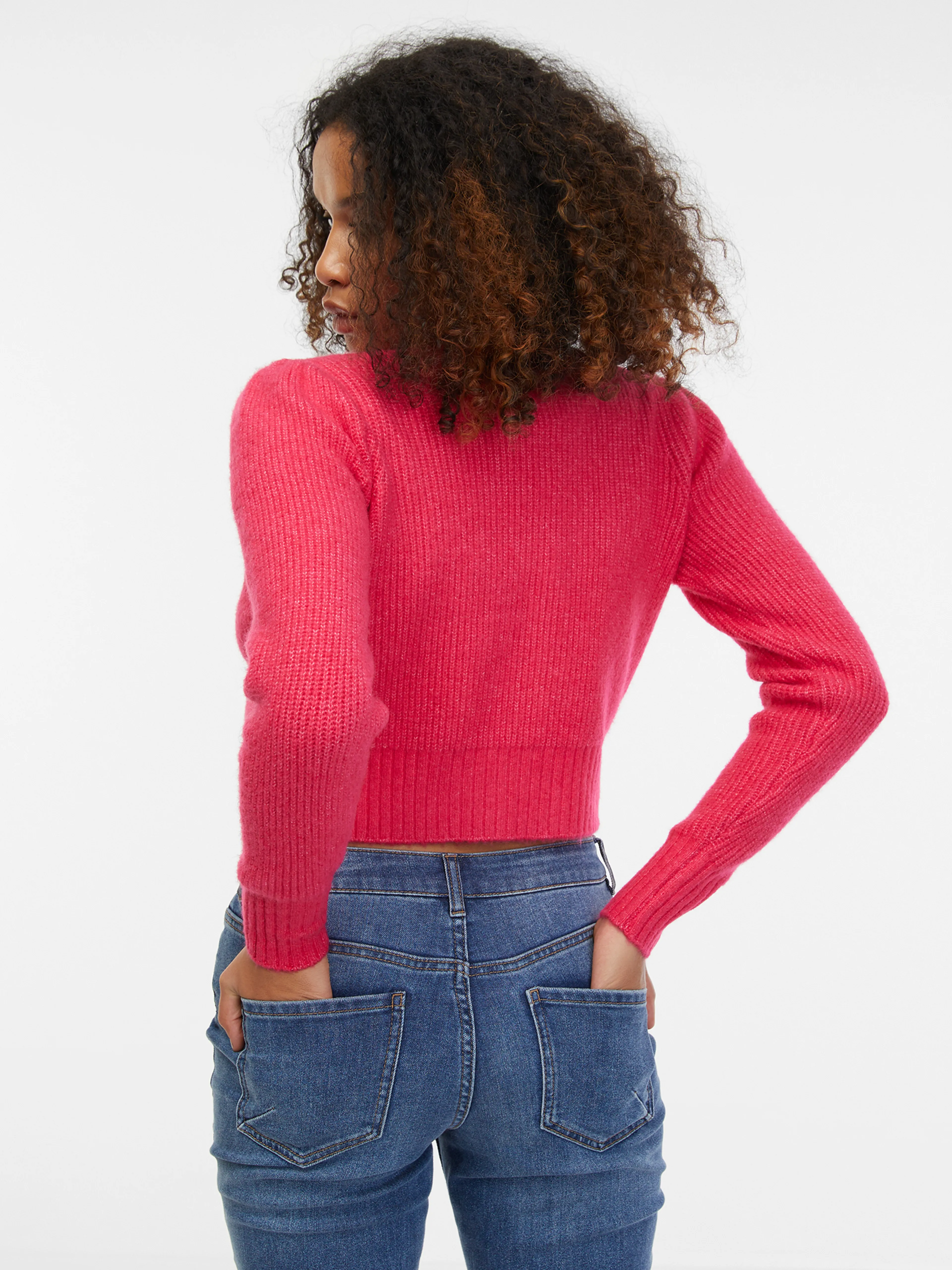 Rosa Damen-Strickjacke mit Wolle ORSAY