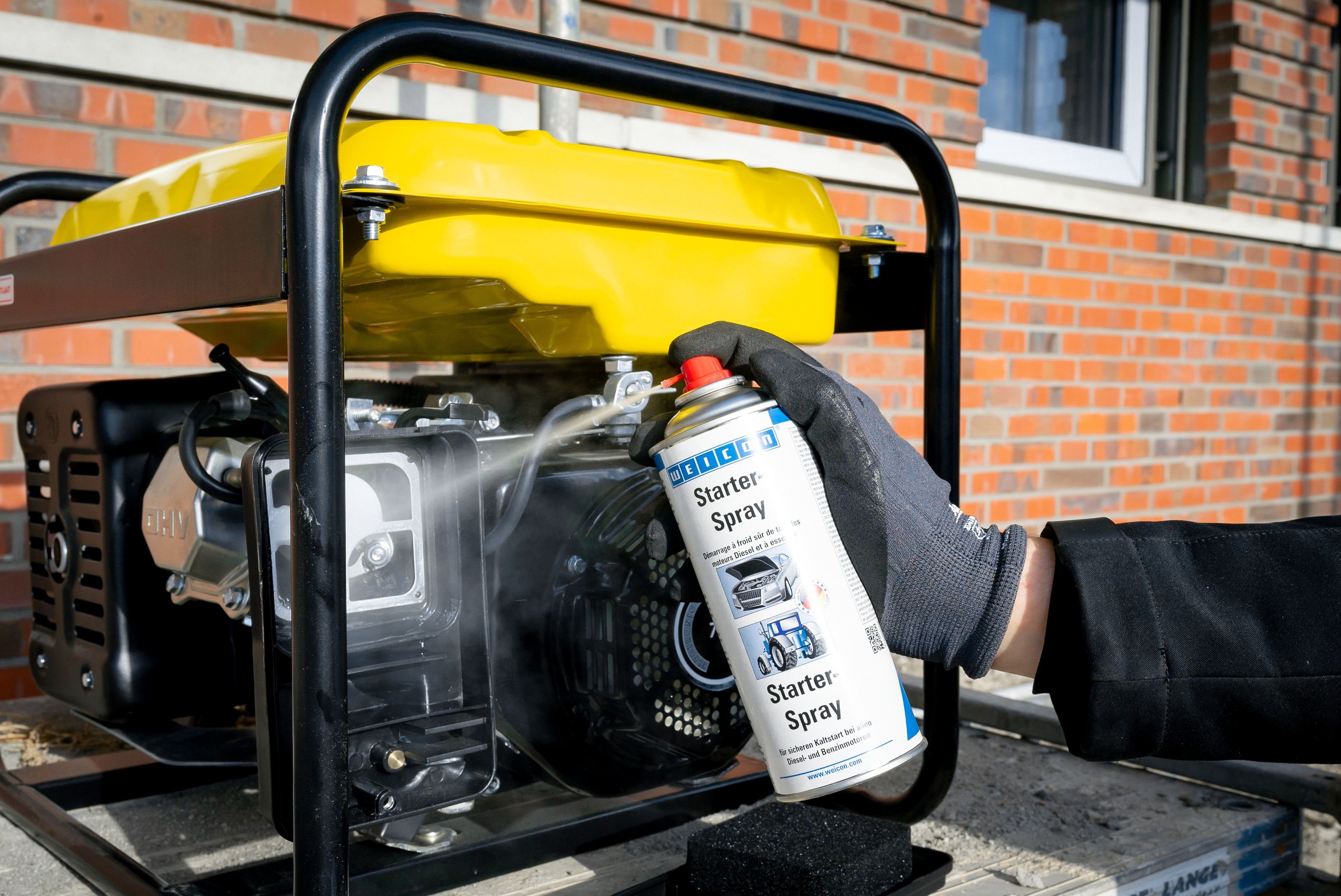 WEICON Starter-Spray, für Diesel- und Benzinmotoren, 400 ml, transparent Starthilfegerät, Für das einfache und sichere Starten von Verbrennungsmotoren