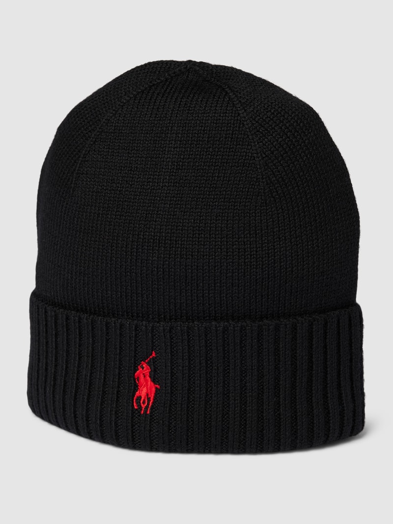 Beanie mit Label-Stitching in schwarz