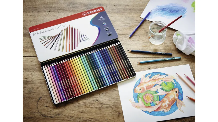 STABILO® aquacolor Aquarell-Buntstift - 36er Metalletui sortiert