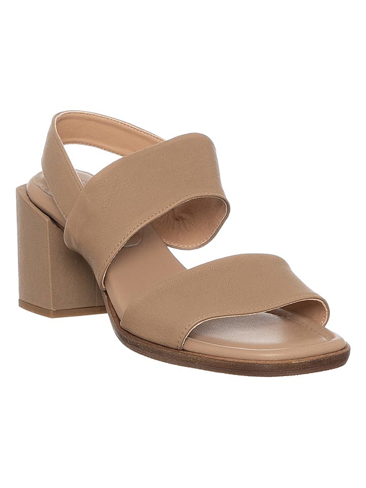 Cafe Noir Leder-Sandaletten in Beige günstig kaufen 38