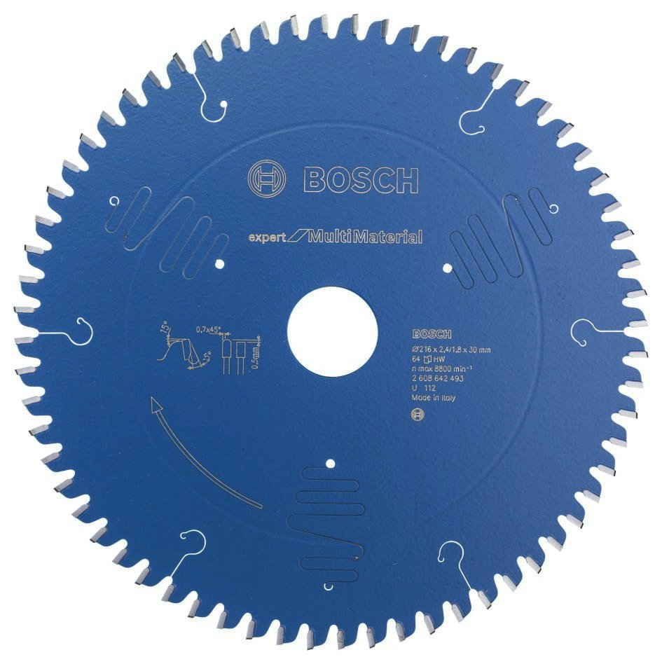 Lamă circulară Bosch Blue Accessories 2608642493, 216 x 30 x 64 dinți, Expert pentru materiale multiple