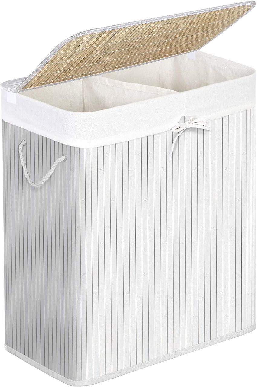 Songmics Wäschekorb, 51.5x31.5x61.5cm, Weiß