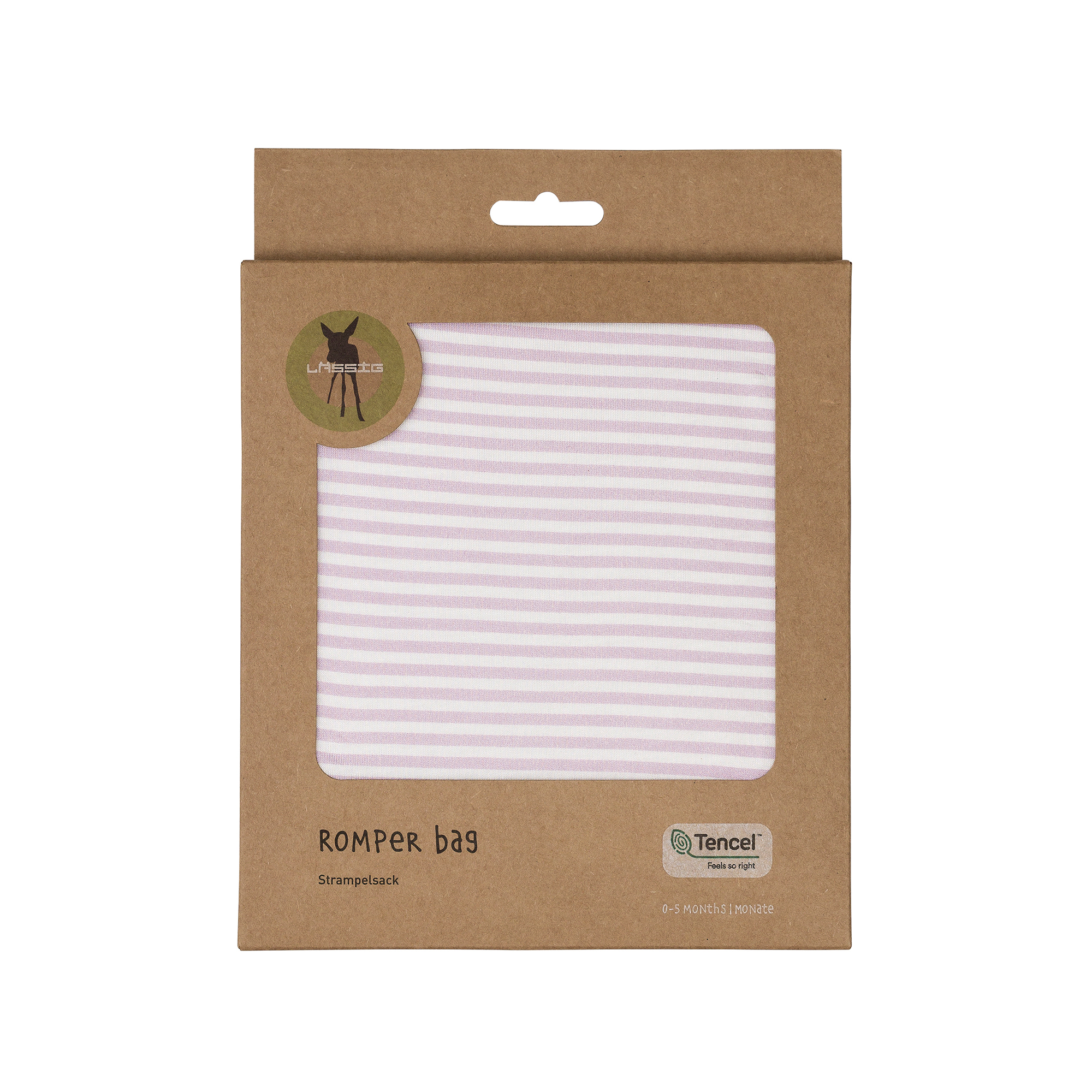 Baby Strampelsack 0,5 TOG - Gestreift, Lila Milky