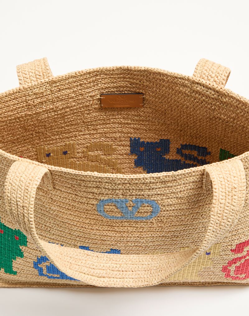 Valentino Garavani Raffiachat Stor Raffia indkøbstaske