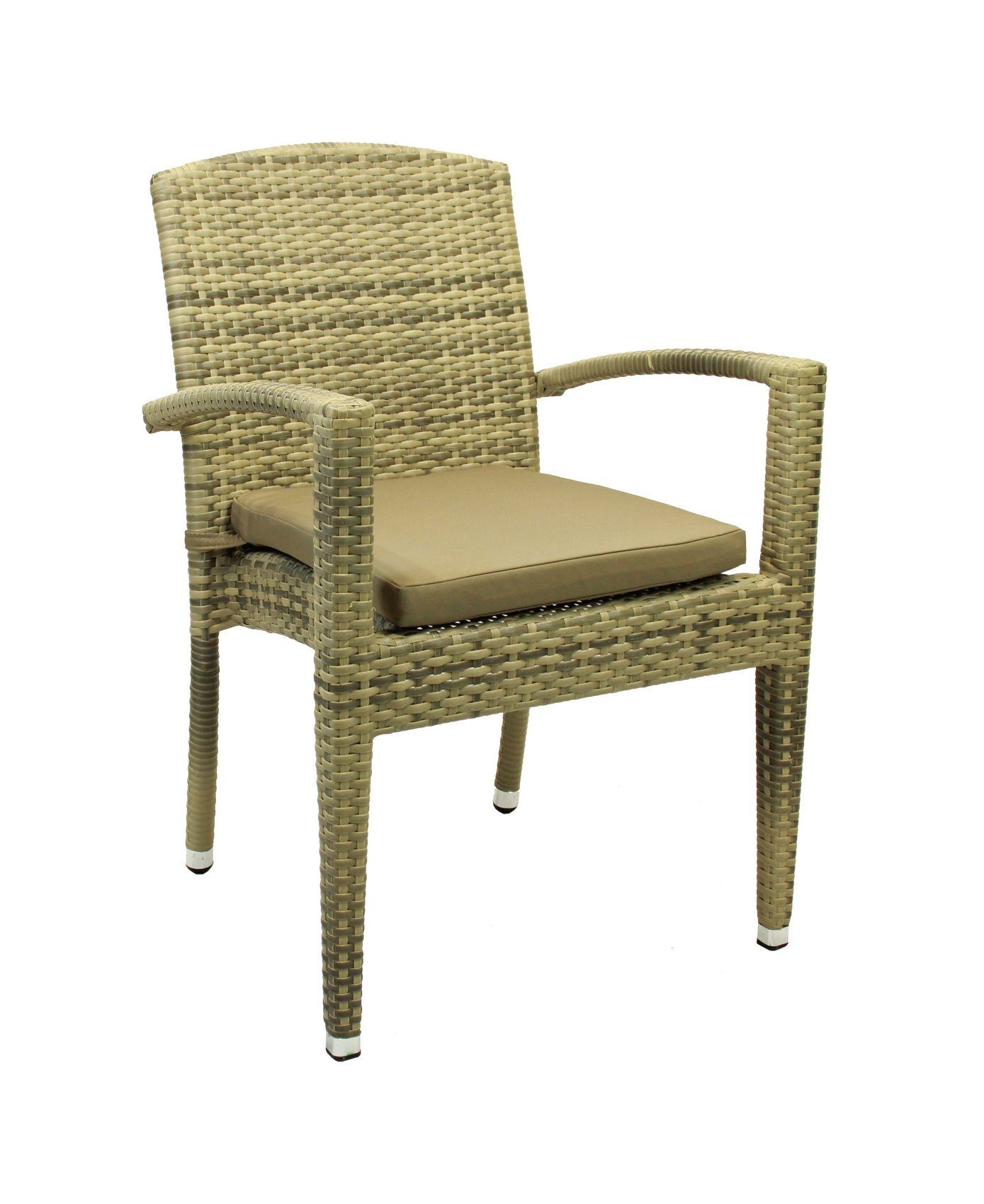 Konway Stapelstuhl MAUI (4 St), 4x KONWAY® MAUI Stapelsessel Elfenbein Premium Polyrattan Sessel
