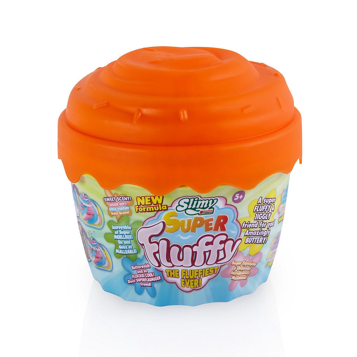 SLIMY® Super Fluffy 300g Spielmasse im Cup Cake-Becher - der flaumigste Original Slimy Slime, lustig duftende Schleim Knete für Kinder