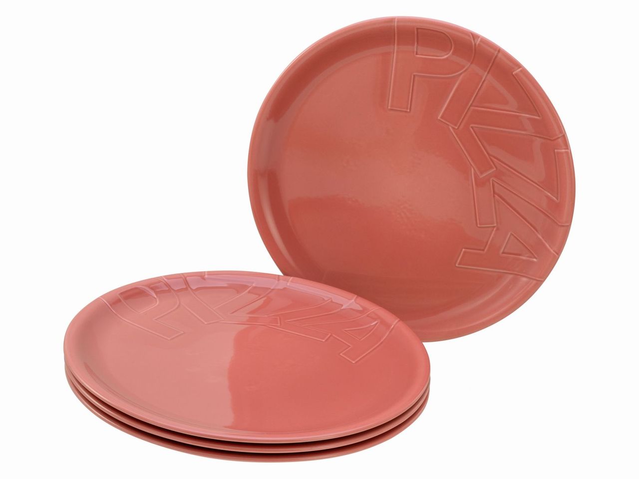 CreaTable Gourmet Rot, 4-teiliges Geschirrset, Pizzateller aus Porzellan