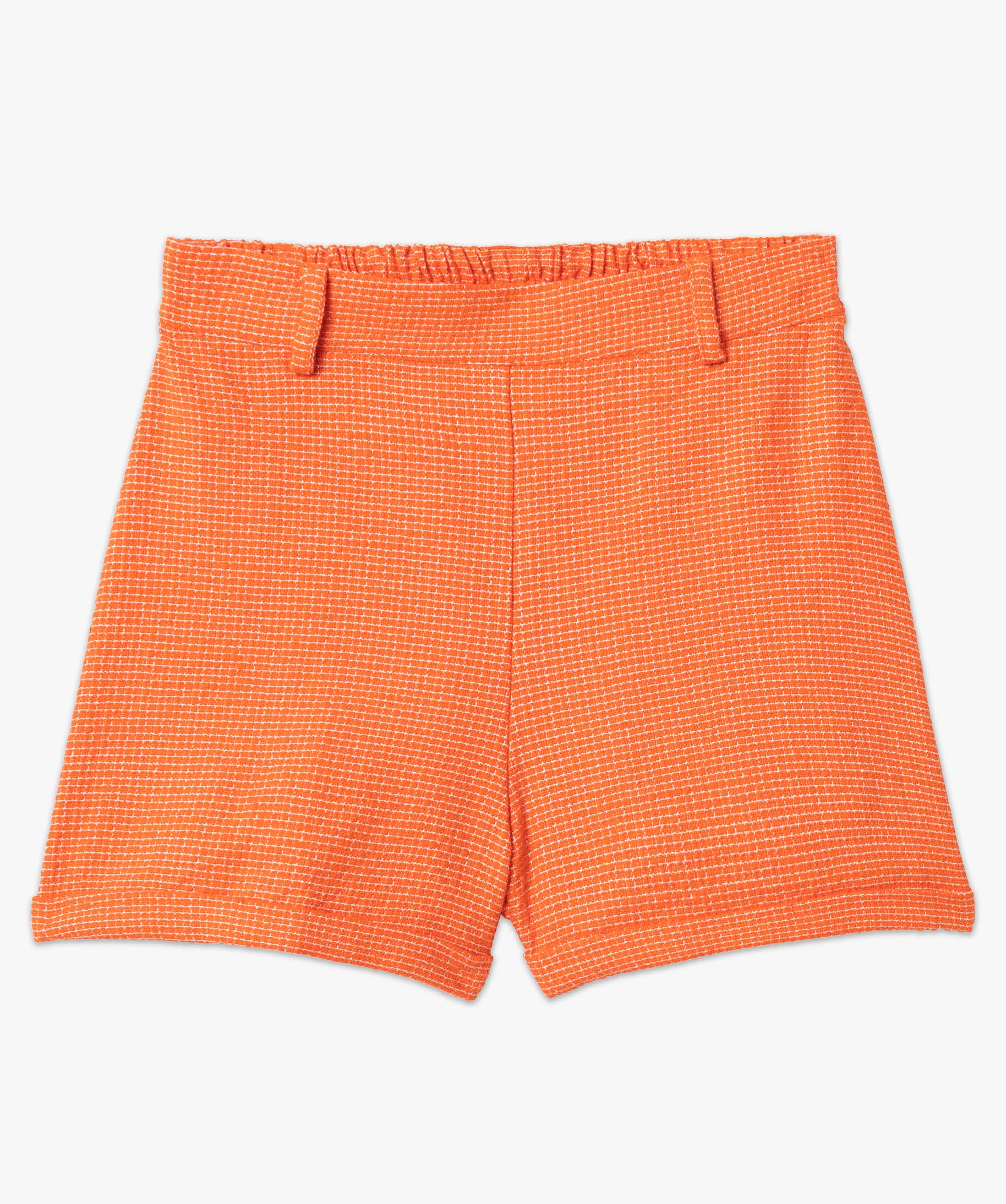 Short femme à petits carreaux coupe ample orange | GEMO