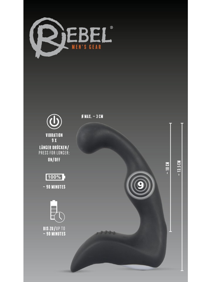 Rebel P-Punkt Vibrator Prostatavibrator in schwarz günstig kaufen 14,5 cm