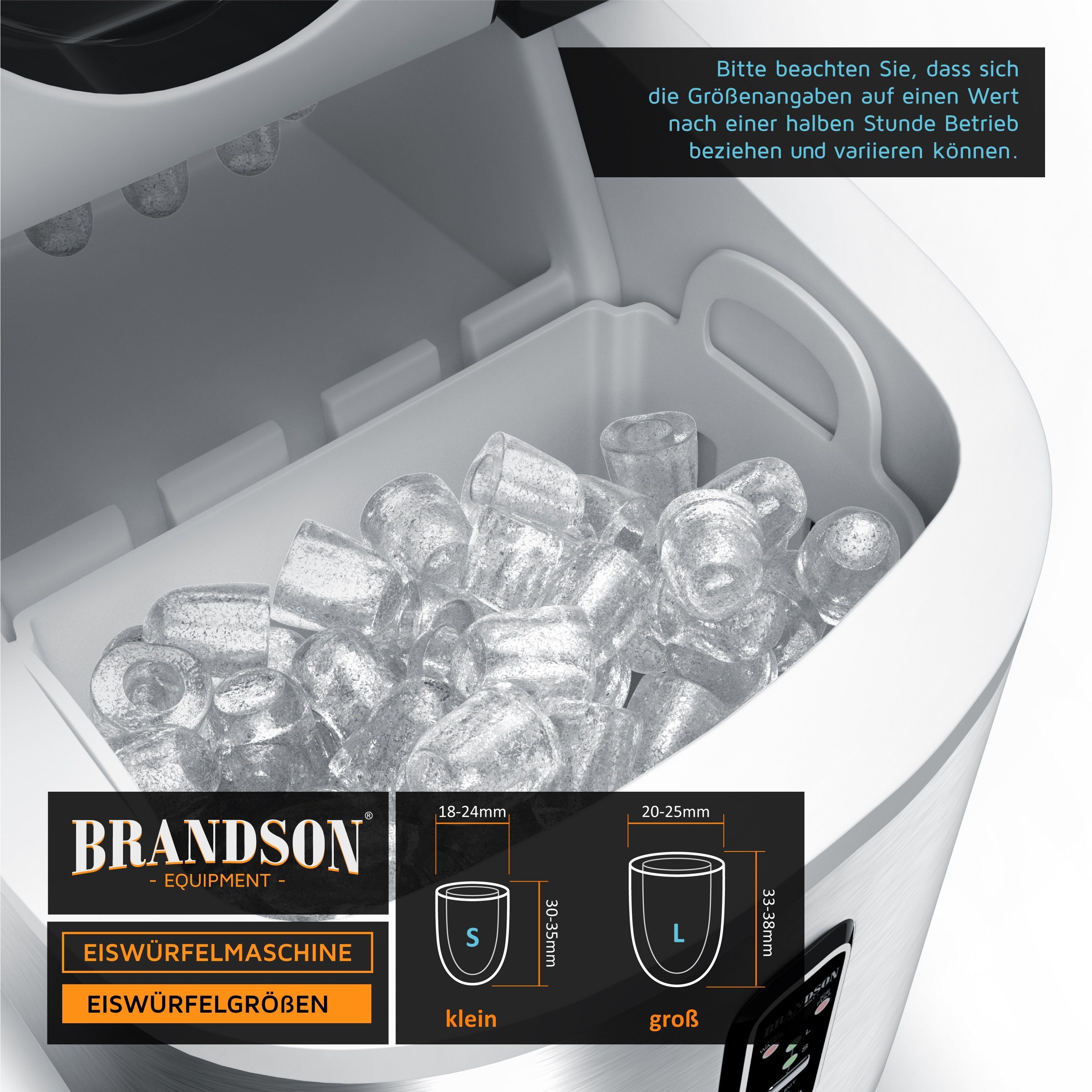 Brandson Eiswürfelmaschine, 100 W, 2,2 Liter Eiswürfelbereiter, 9 Eiswürfel in 9 Minuten