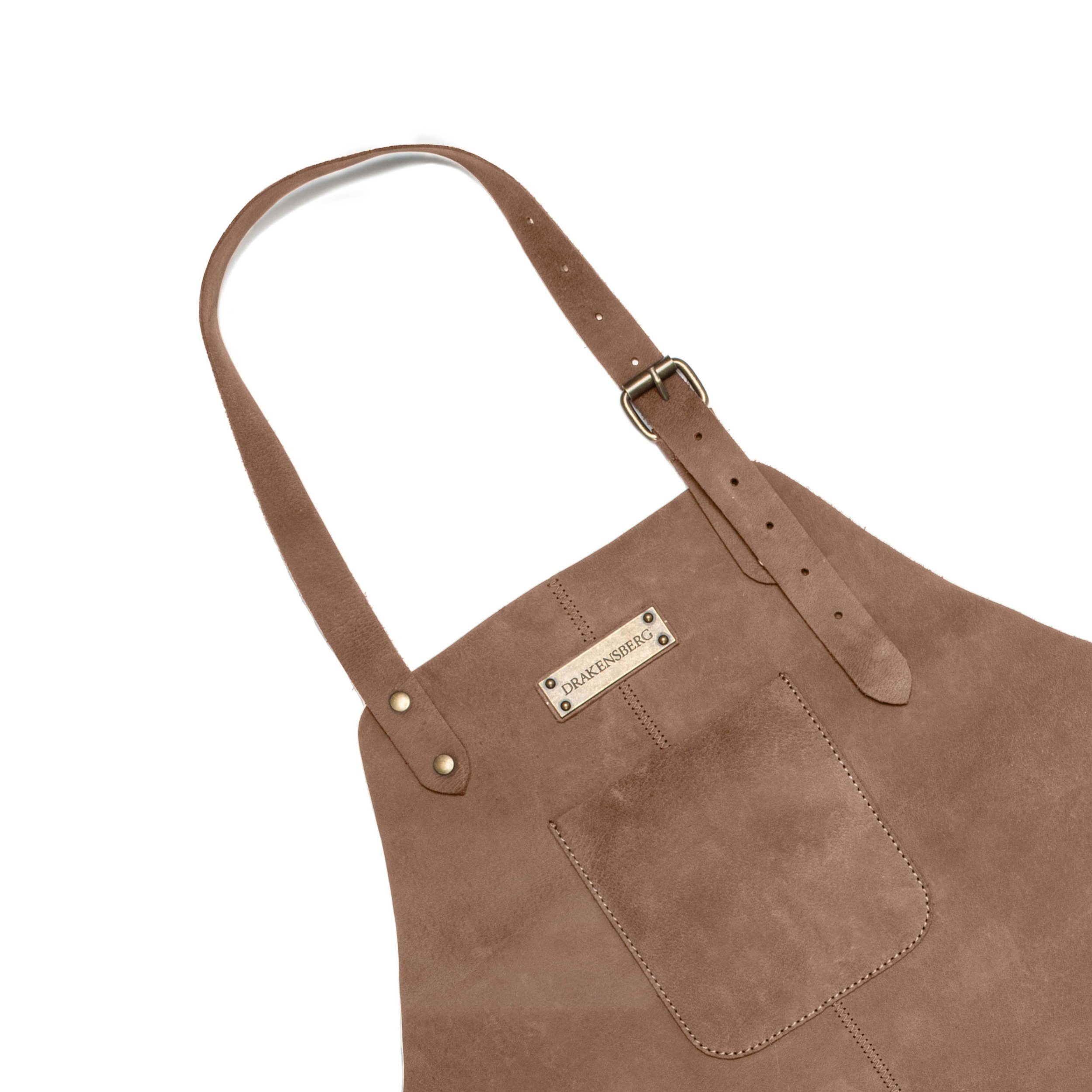 DRAKENSBERG Grillschürze HerrenBob Havanna-Braun, Premium Leder Koch- und Grillschürze für Männer, strapazierfähig