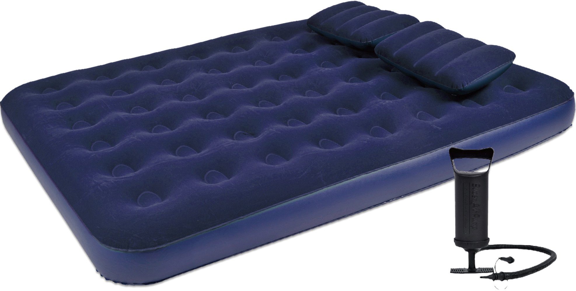 Avenli Luftbett Campingbett aufblasbar, (Luftmatratze für 2 Personen, Campingmatratze 203x152x22cm), Gästebett inklusive 2 Kissen und Luftpumpe