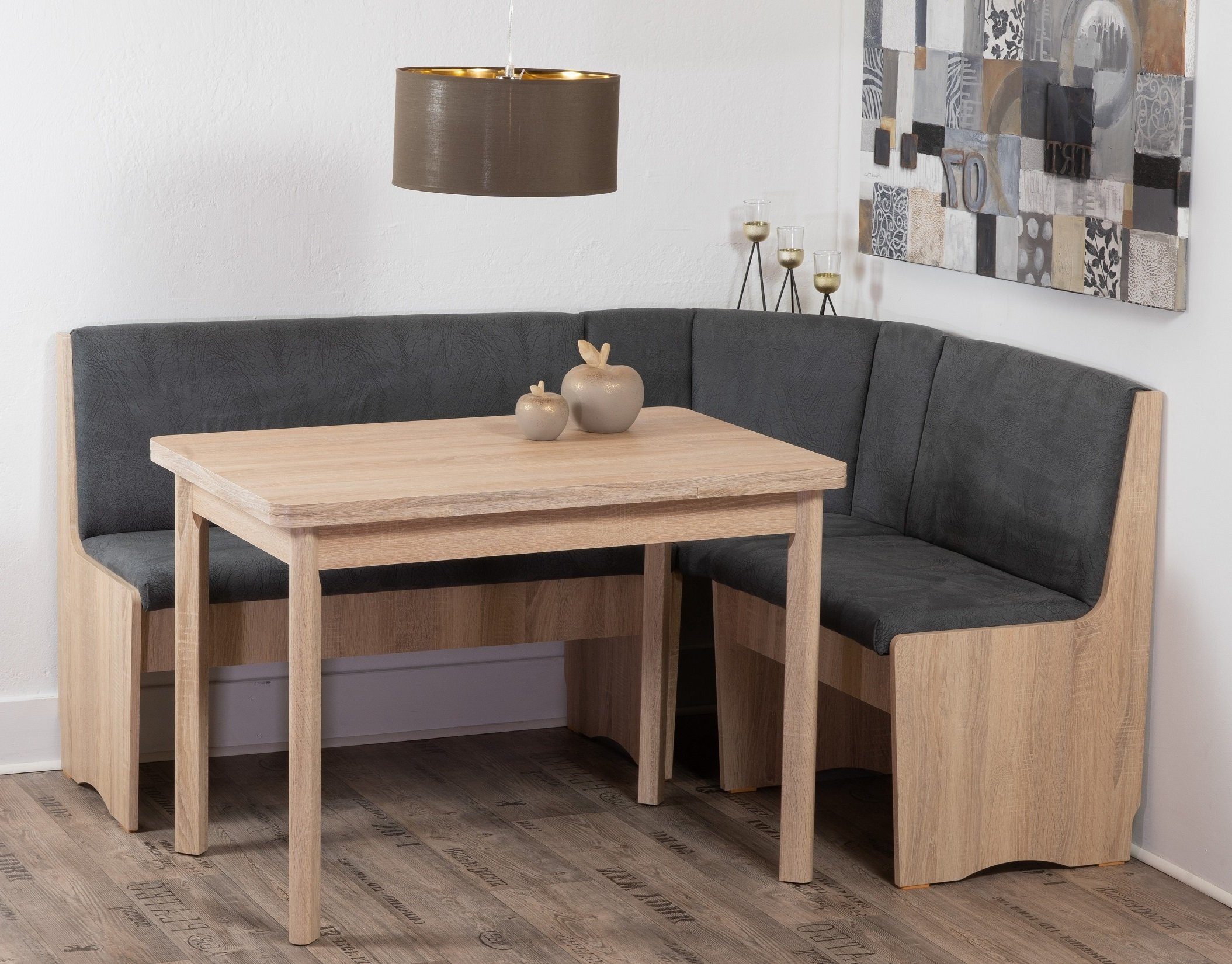 Stolebaenk Eckbankgruppe Duisburg Titanic Sonoma Ibiza FG MA+PE, (Eckbankgruppe, 1 x Eckbank, 1 x Tisch, 2 x Stuhl)