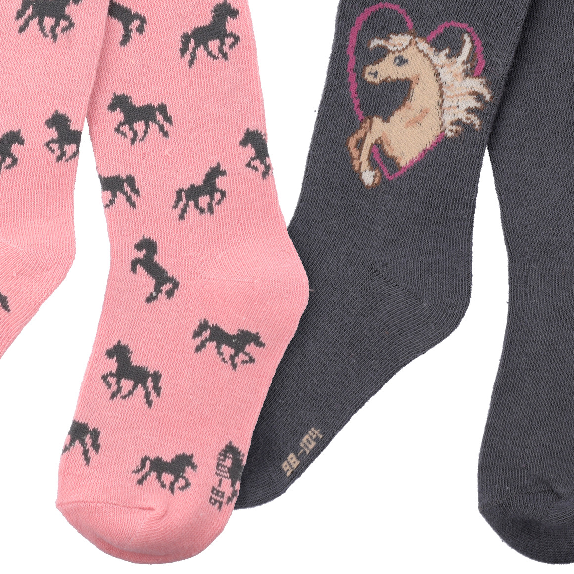 2 Mädchen Strumpfhosen mit Pferde-Motiven
