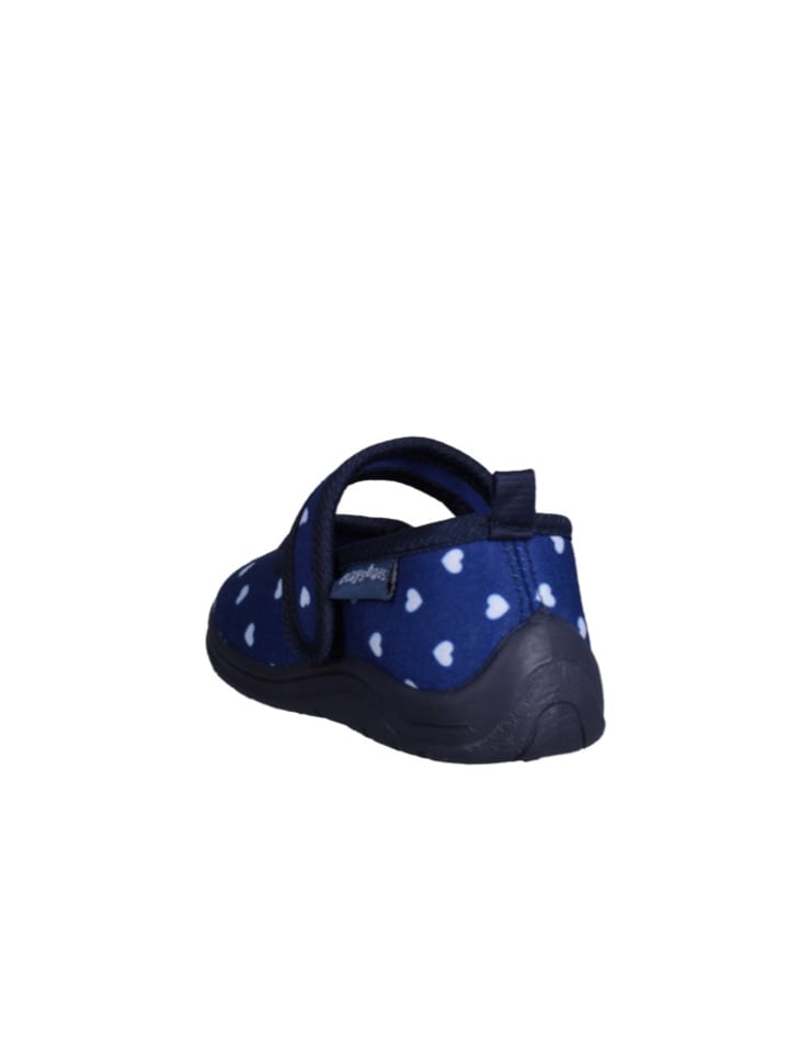 Playshoes Hausschuh Herzchen in Marine günstig kaufen