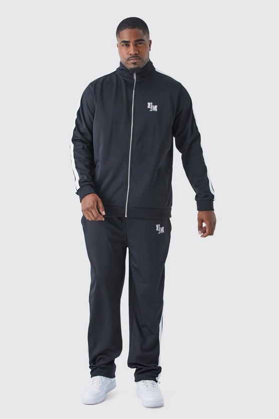 Plus Slim-Fit Trikot-Trainingsanzug mit Trichterkragen