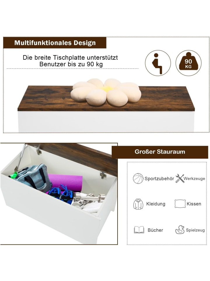 COSTWAY Spielzeugtruhe mit Deckel in Weiß günstig kaufen onesize