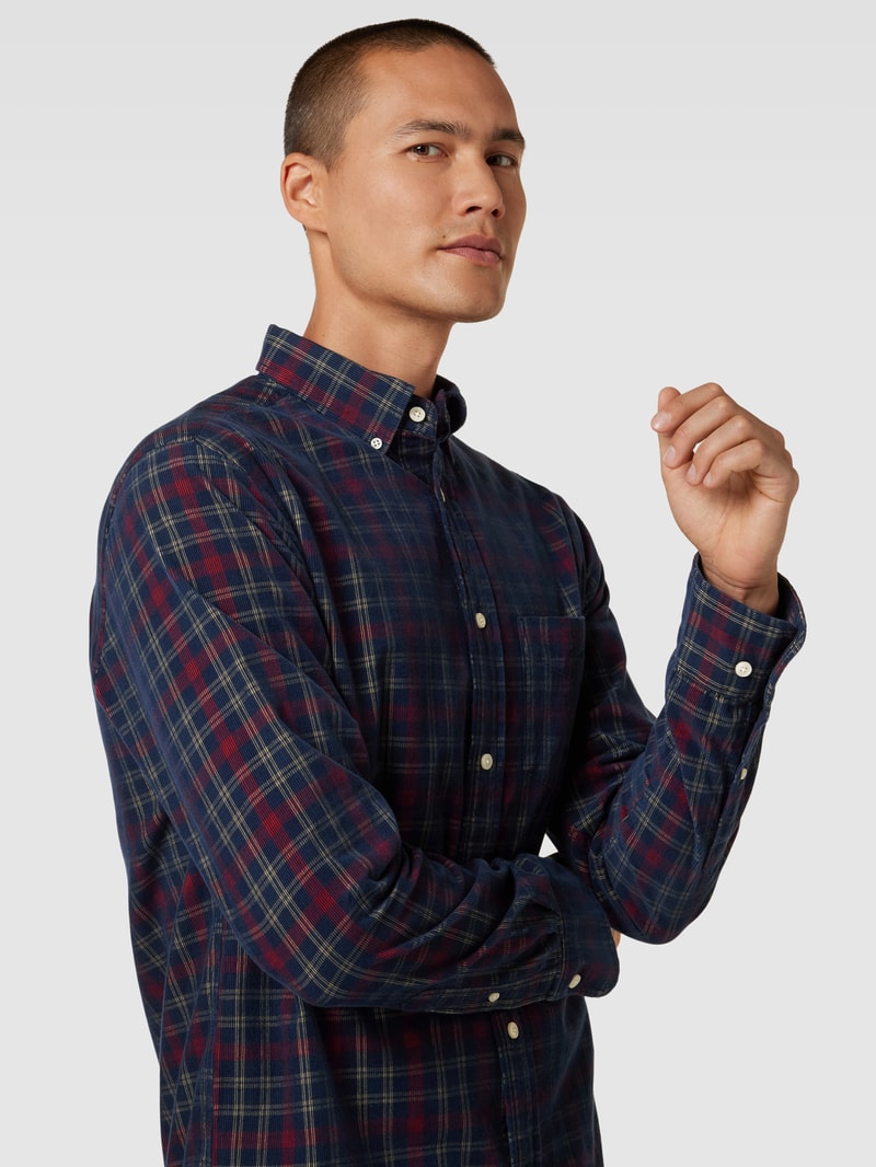 Regular Fit Freizeithemd mit Label-Stitching in marineblau