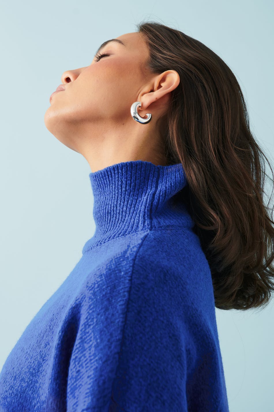 Funnel neck knit sweater
