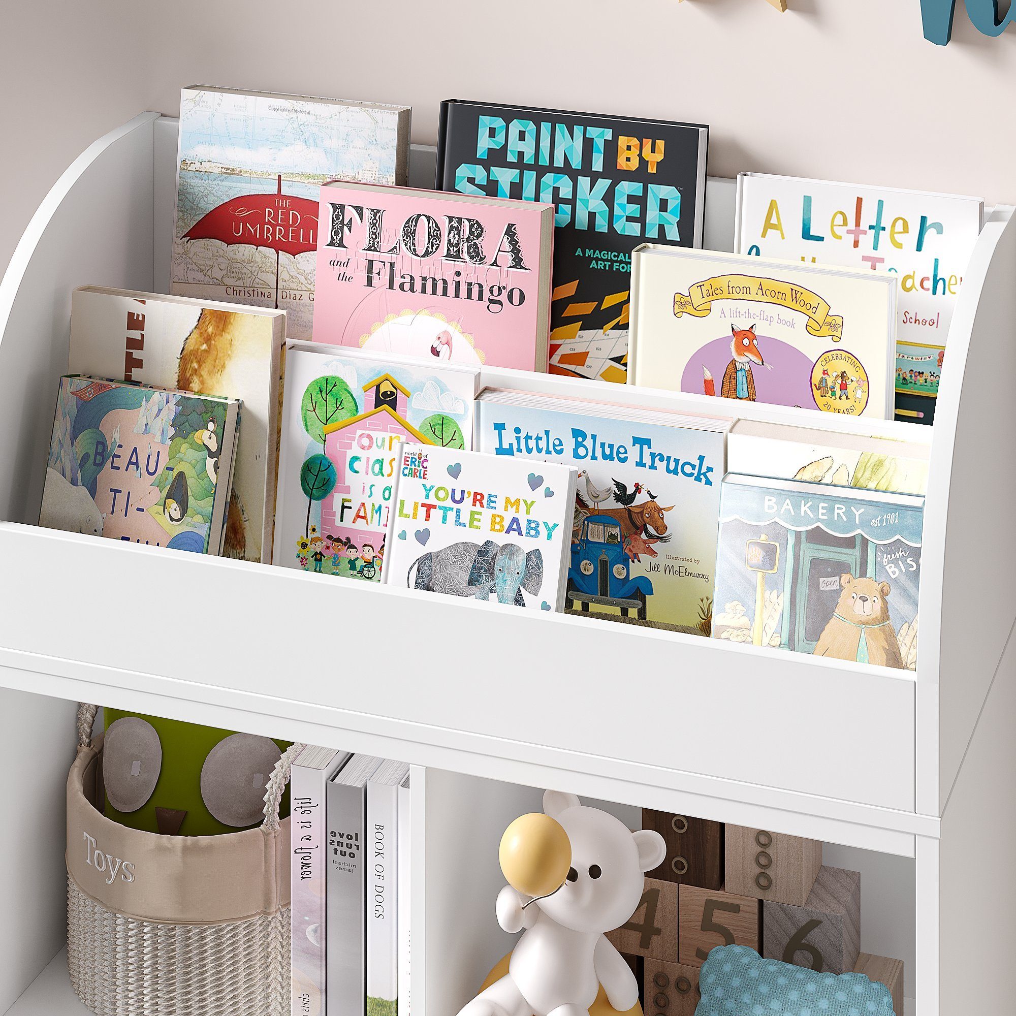 HOMECHO Bücherregal, Spielzeugregal mit Ablagefächern und Fächern Kinderregal
