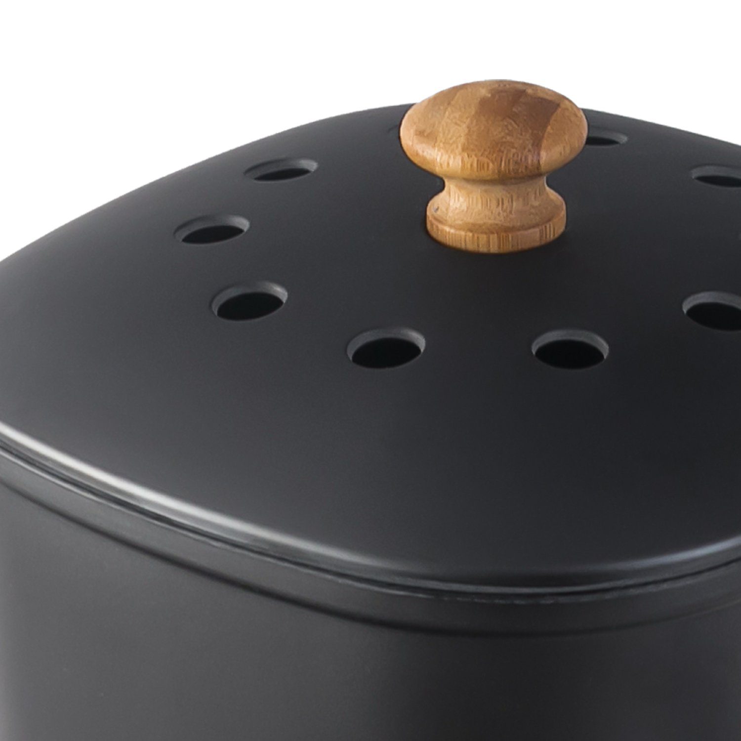 HMF Biomülleimer Komposteimer mit Aktivkohlefilter, kleiner Abfalleimer für die Küche mit Deckel, 3L, Schwarz