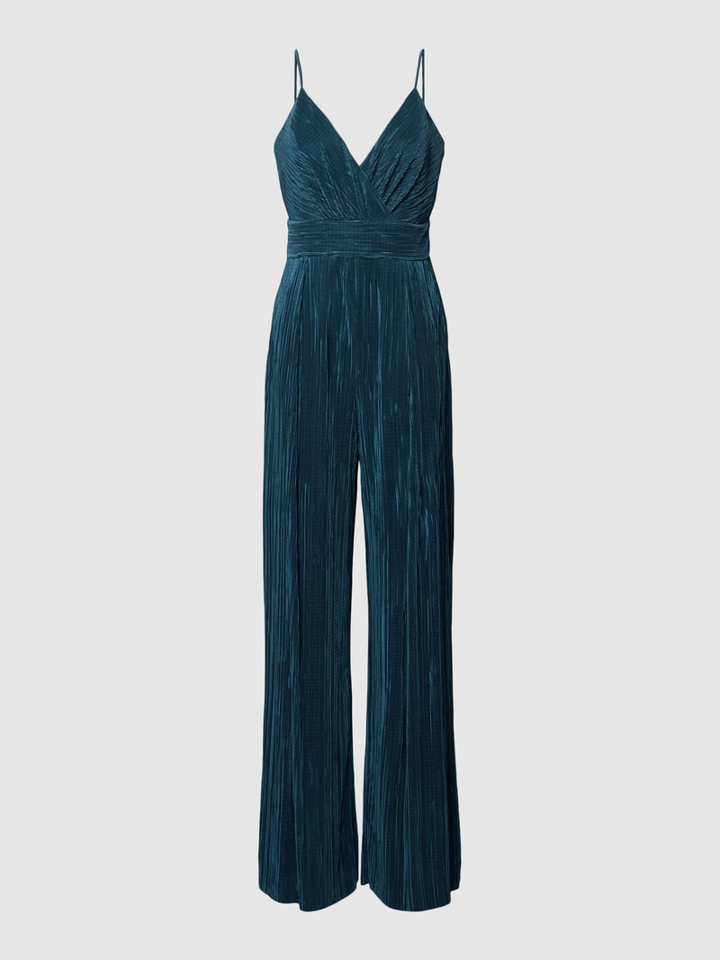Jumpsuit mit feinen Plisseefalten in bottle meliert
