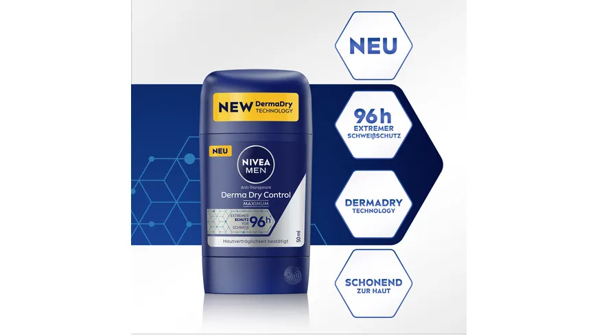 NIVEA MEN Deo Stick Derma Dry Control Anti-Transpirant 50 ml