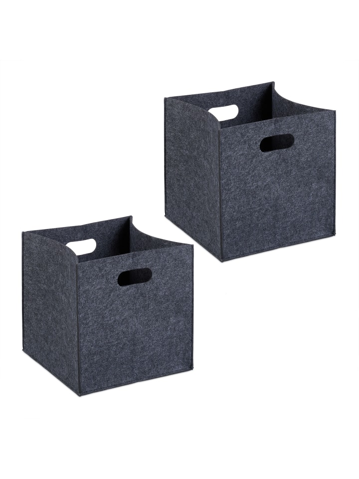 relaxdays 2 x Aufbewahrungsbox in Anthrazit - (B)30 x (H)30 x (T)30 cm günstig kaufen onesize