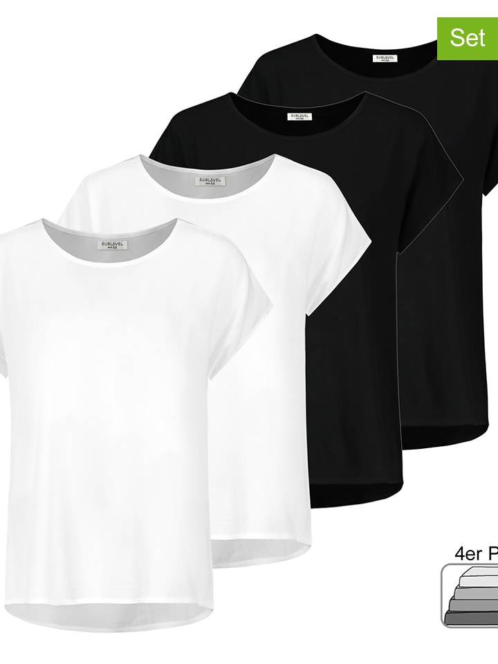 Sublevel 4er-Set: Shirts in Schwarz/ Weiß günstig kaufen