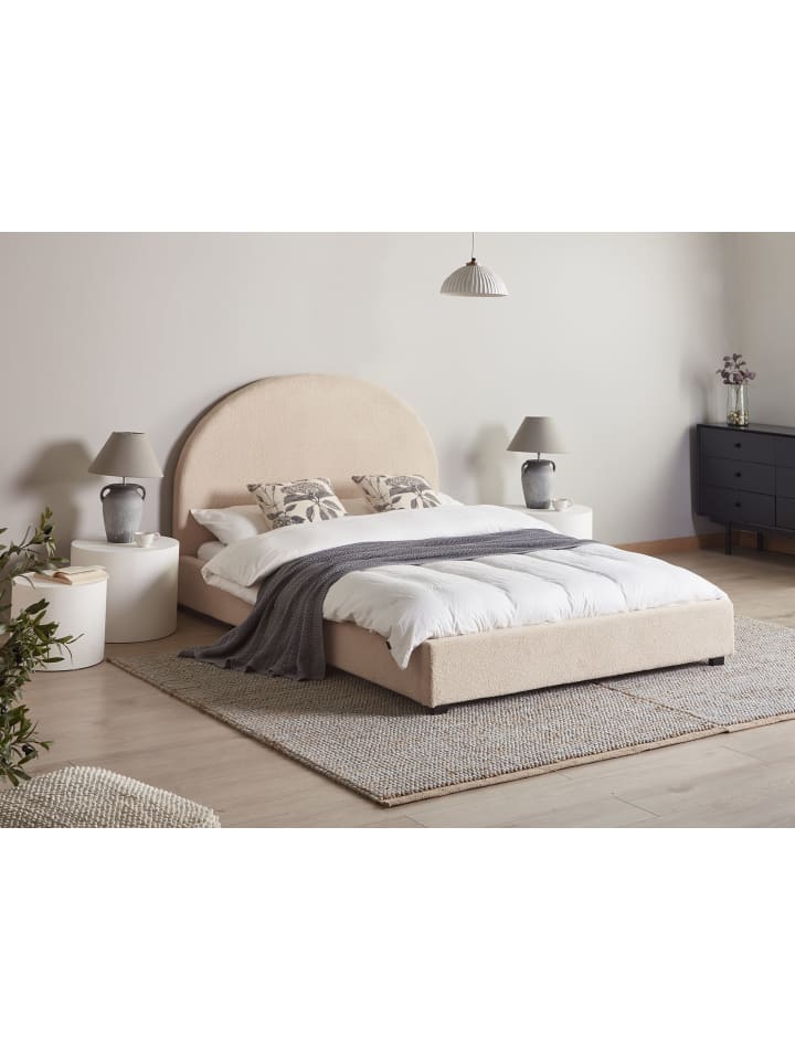 Beliani Doppelbett VAUCLUSE in Beige - (W) 154 x (H) 112 x (L) 214 cm günstig kaufen onesize