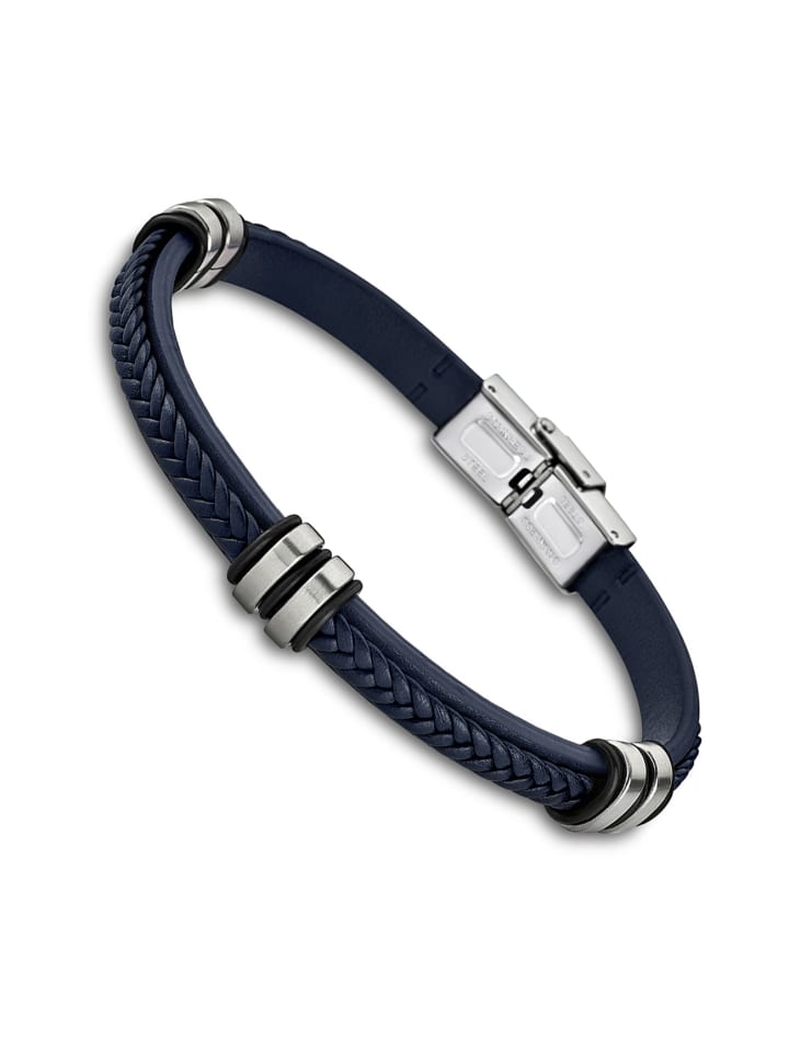 LOTUS style Damen, Herren Armband Leder, Edelstahl ca. 22cm Zopfkette Lotus Style Urban günstig kaufen onesize